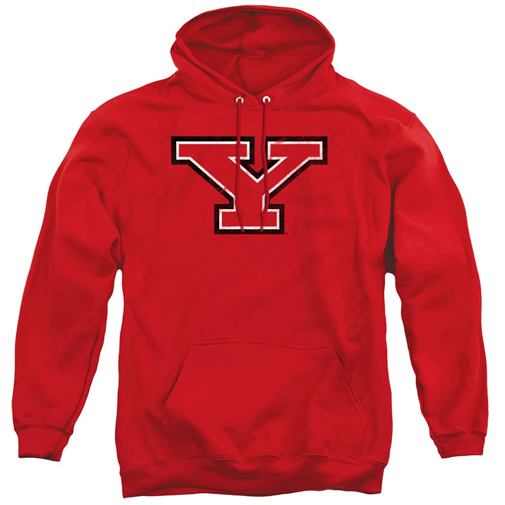Youngstown State University Official Distressed Primary Unisex Adult Pull-Over Hoodie,Red, Large