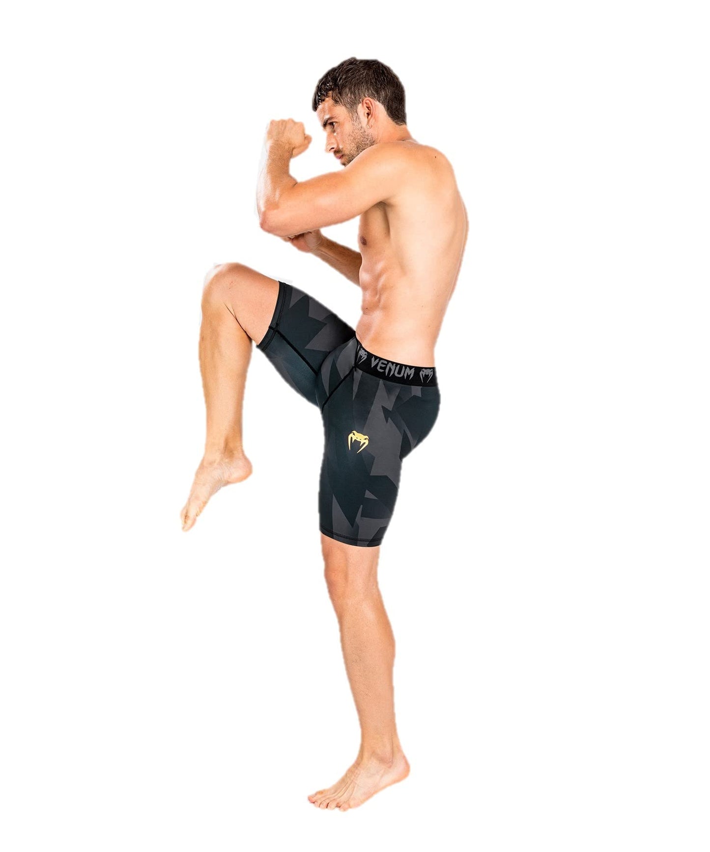 Venum Men's Standard Razor Vale Tudo Shorts, Black/Gold, Large