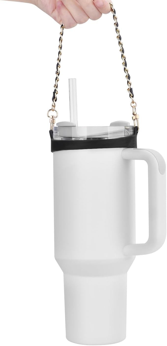 Water Bottle Handle, Silicone Water Bottle Sling Stretches to Fit Most 8-40oz Bottles, Fashionable Accessories Compatible for Stanley Cup Black…