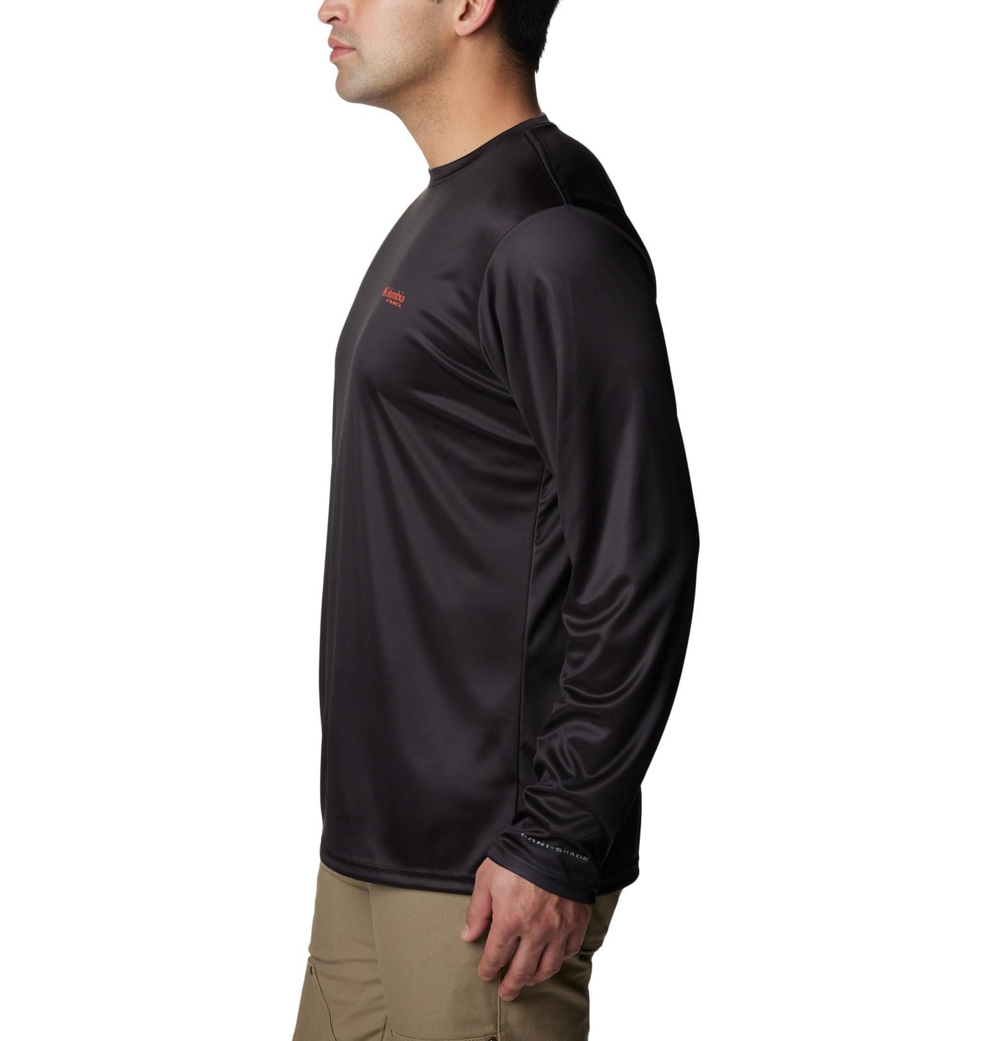 Columbia Men's PHG Terminal Shot Game Flag Long Sleeve, Black/Blaze Cast n Blast, Medium