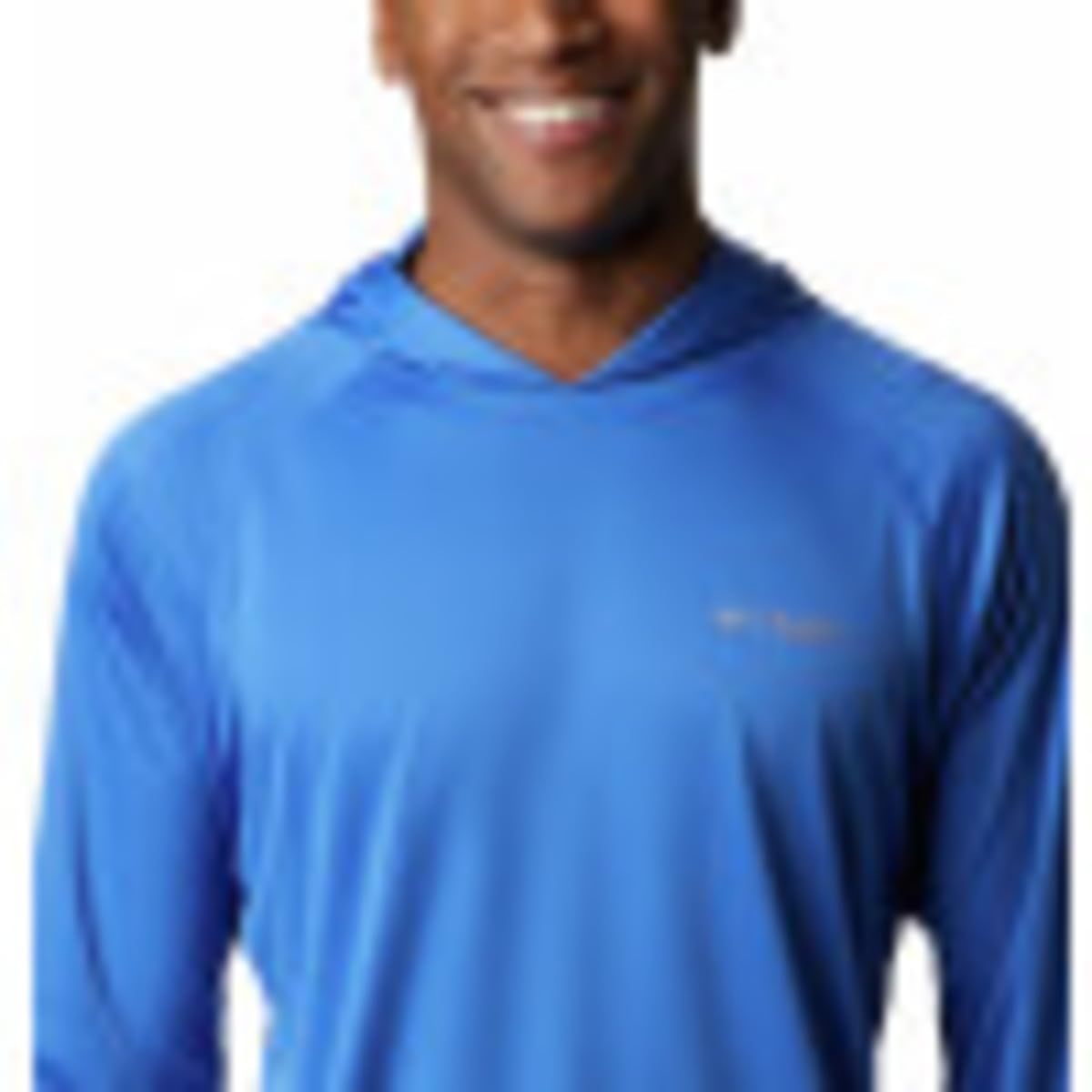 Columbia Mens PFG Terminal Tackle Long Sleeve Fishing Hoodie, Vivid Blue/Cool Grey Logo, 1X