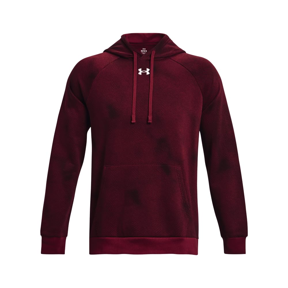 Under Armour mens Rival Fleece Printed Hoodie, (600) Dark Maroon / / White, Medium