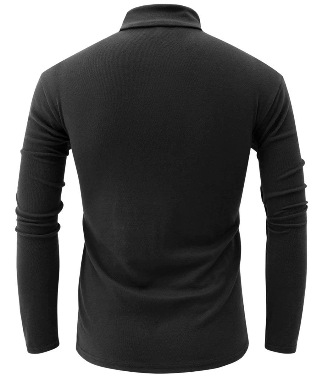 jonivey Mens Basic Turtleneck Long Sleeve Lightweight Soft Casual Knit Fitted Thermal T-Shirt Pullover Tops (03Black,M)