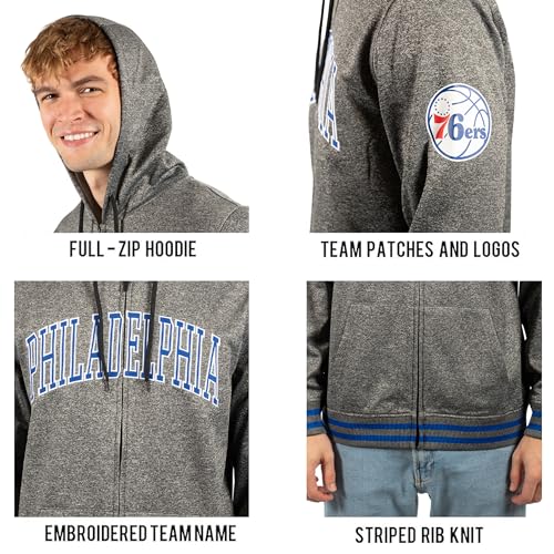 Ultra Game Men's Standard Soft Fleece Full Zip Jacket Hoodie, Heather Charcoal, Large