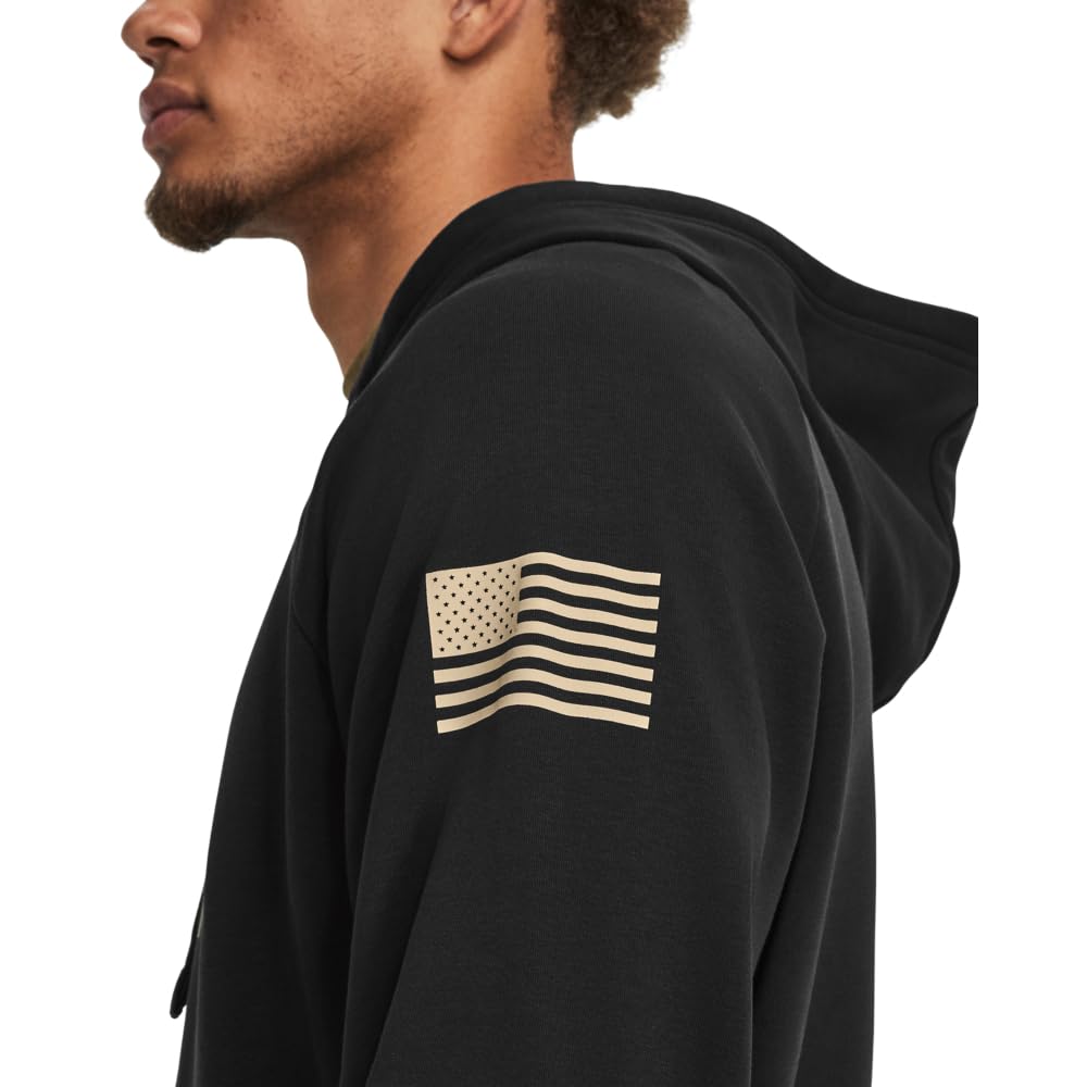 Under Armour mens Freedom Big Flag Logo Hoodie, (001) Black / / Khaki Base, Medium