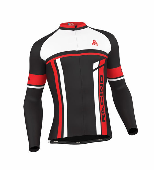 Men’s Urban Cycling Team Red Thermal Winter Cycling Set Kit, Long Sleeve & Tights (Red Thermal Jersey Only, Medium)