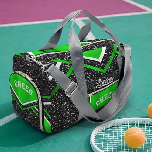 Ronxzas Cheer Cheerleader Sports Duffel Bag Travel Duffle Gym Bags Weekender Bag with Shoe Compartments (Green)