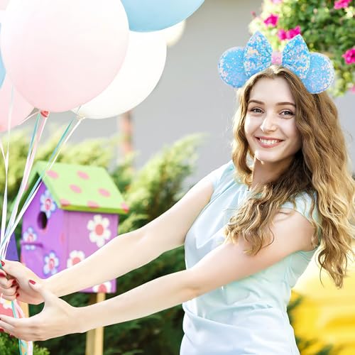 MADO Light blue Mouse Ears Headband for Women, Girls, and Kids, Adults unisex, Hairband, Party Decoration, Park Essentials, Princess Dress Up Accessories, Christmas Gifts, Birthday Gifts