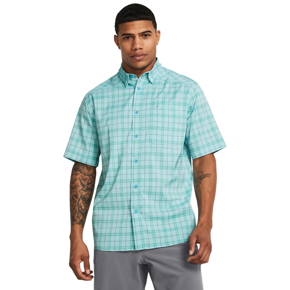 Under Armour Men's Drift Tide 2.0 Plaid Short-Sleeve T-Shirt, (914) Sky Blue/Radial Turquoise/Radial Turquoise, 3X-Large