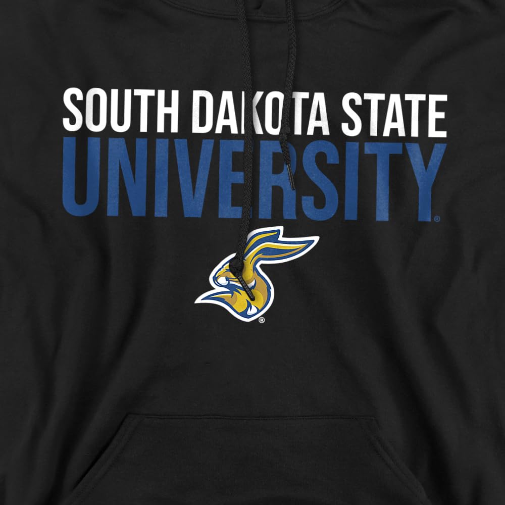 South Dakota State University Official Stacked Unisex Adult Pull-Over Hoodie, Black, X-Large