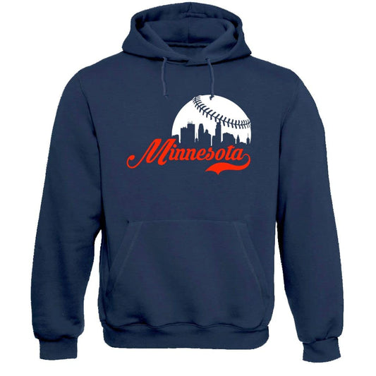 Xtreme Apparrel Minnesota Baseball Skyline Men's Fan Hoodie Sweatshirt (Navy Hoodie, M)