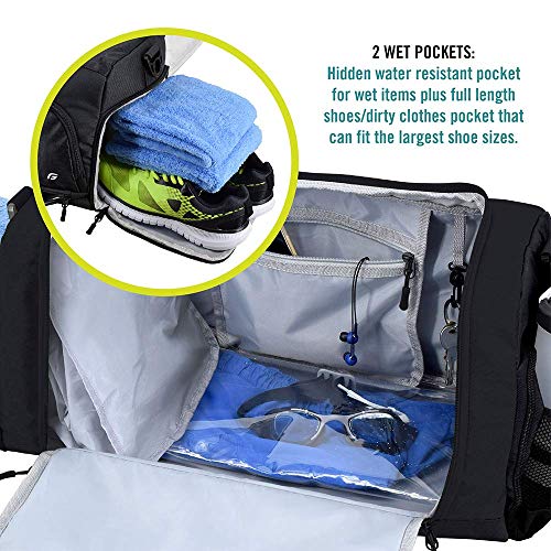 Ultimate Gym Bag 2.0: The Durable Crowdsource Designed Duffel Bag with 10 Optimal Compartments Including Water Resistant Pouch (Black, Small (15"))