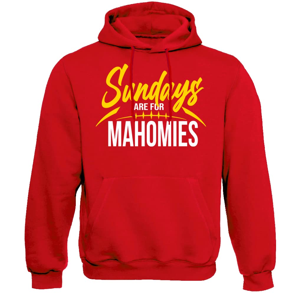Xtreme Apparrel KC Football Fans Sundays are for Mahomies Men's Sweatshirt Hoodie (Red Hoodie, S)