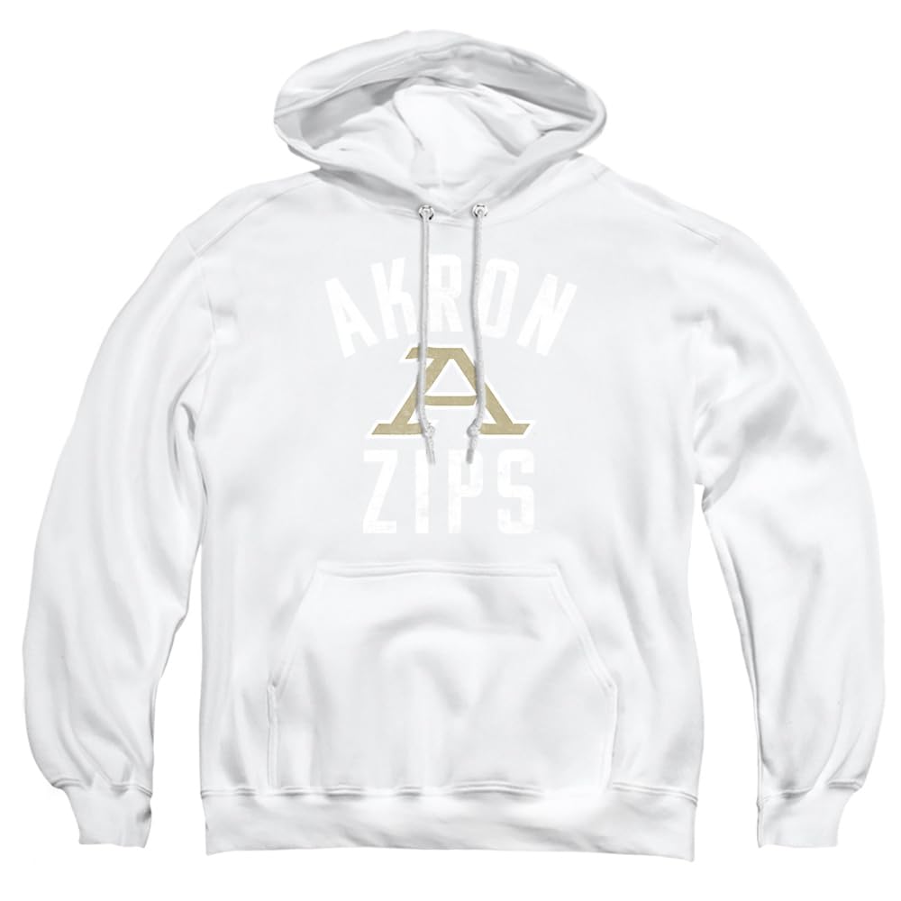 University of Akron The Official Zips Logo Unisex Adult Pull-Over Hoodie, White, Medium
