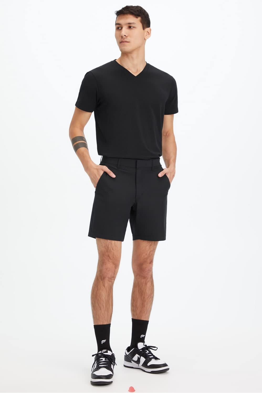 Fabletics Men's The 24-7 V Neck Tee, Hybrid365 Fabric, Breathable, Sweat Wicking, Anti-Stink, 4-Way Stretch, Lightweight, XXL, Black