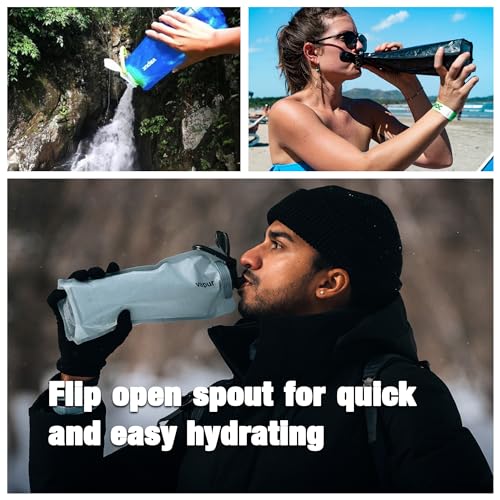 Vapur Element Flexible Water Bottle - with Carabiner, .70 Liter (23 oz) -Pack of 1, Water blue