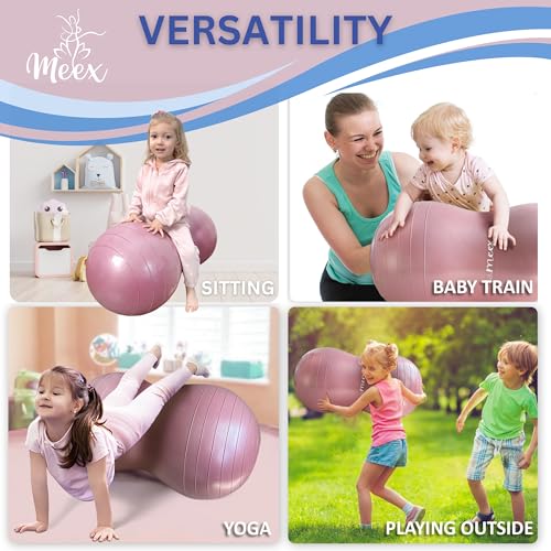 Meex Sensory Peanut Ball for Kids Therapy and Exercise - Enhance Balance, Motor Skills and Physical Therapy Calming Development with Our Yoga Ball - Flexible Seating for Autistic Children - Pink