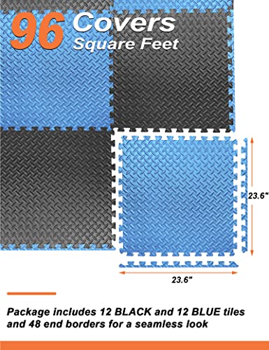 innhom Gym Flooring Gym Mats Exercise Mat for Floor Workout Mat Foam Floor Tiles for Home Gym Equipment Garage, 12 Black