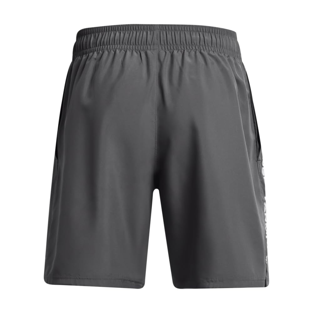 Under Armour Men's Woven Wordmark Shorts, (025) Castlerock / / White, Small