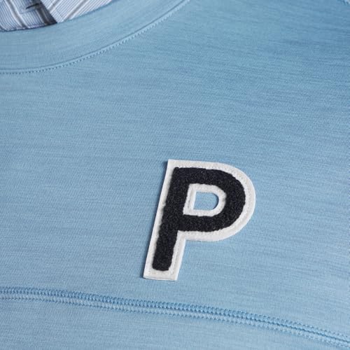 PUMA Golf Men's CLOUDSPUN Patch Crewneck, Zen Blue Heather