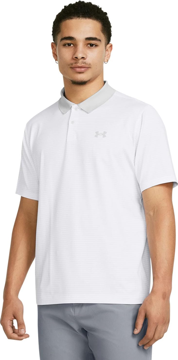 Under Armour 1377376-103-XL Men's UA Matchplay Stripe Polo WHT XL