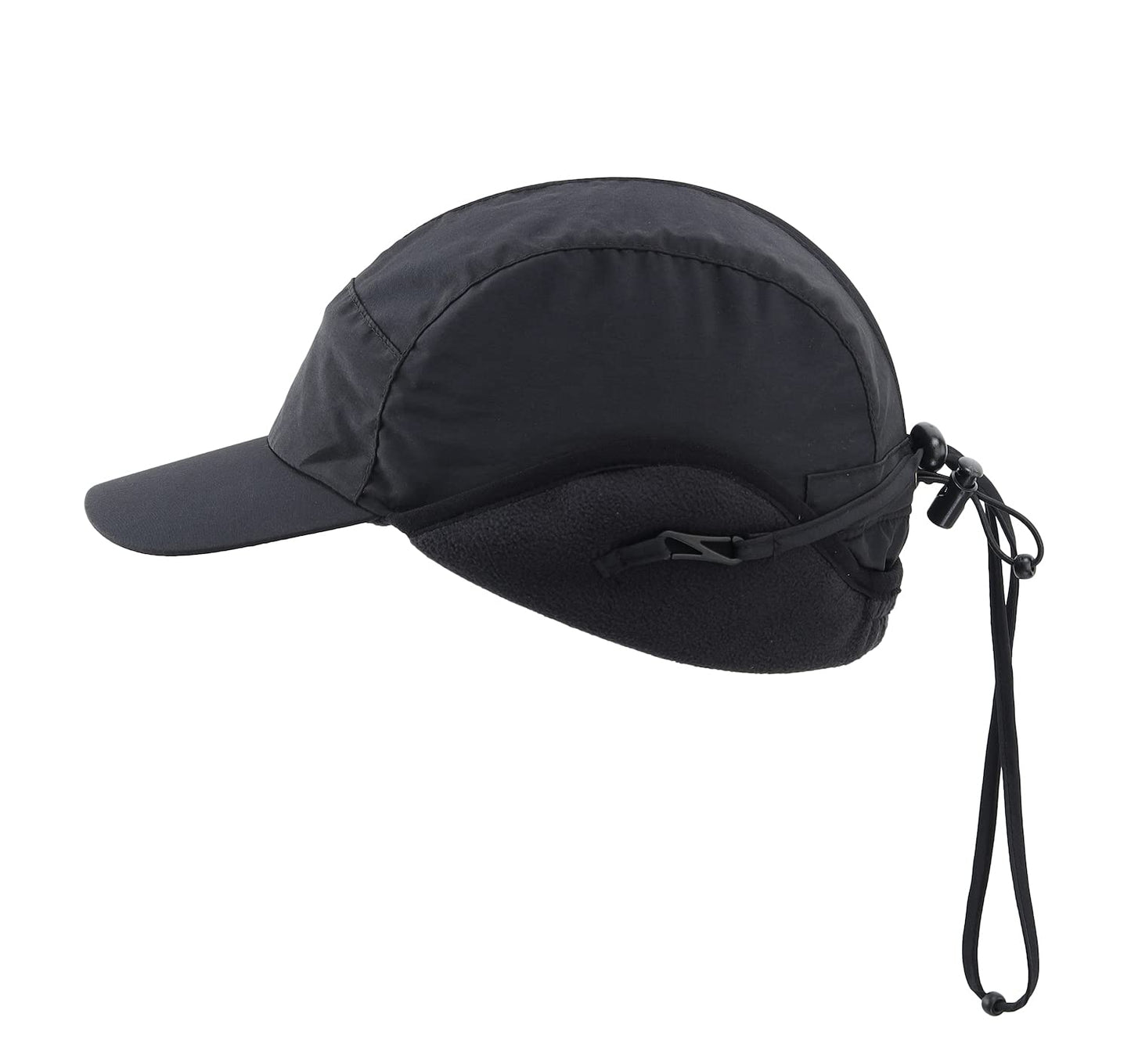 Home Prefer Waterproof Mens Winter Hats with Brim Fleece Lined Earflaps Hat Warm Baseball Cap with Earflaps Trapper Hat Black