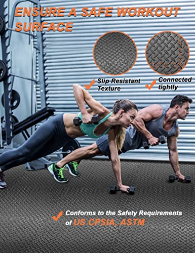innhom Gym Flooring Gym Mats Exercise Mat for Floor Workout Mat Foam Floor Tiles for Home Gym Equipment Garage, 12 Black