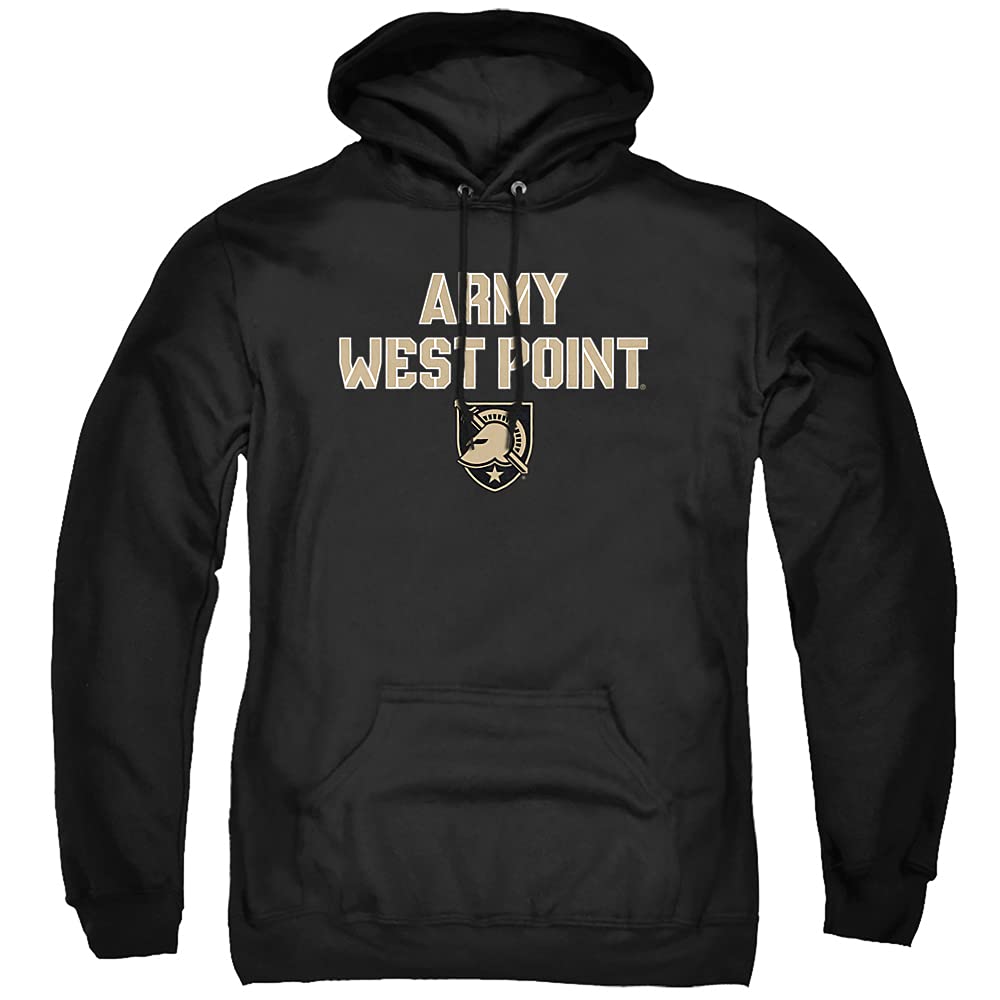 West Point United States Military Academy Official Stacked Unisex Adult Pull-Over Hoodie,Black, Large