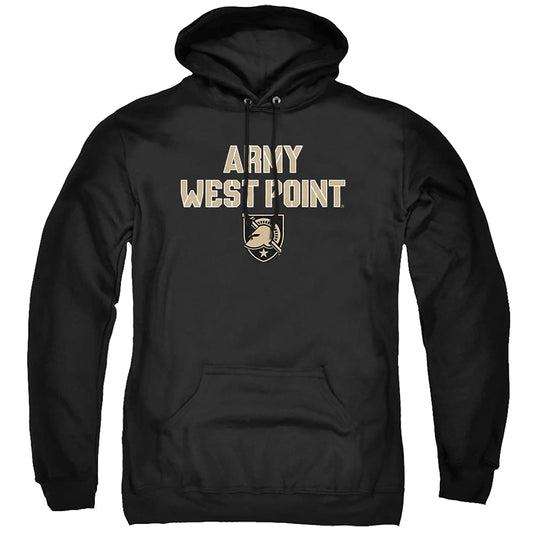 West Point United States Military Academy Official Stacked Unisex Adult Pull-Over Hoodie,Black, Large
