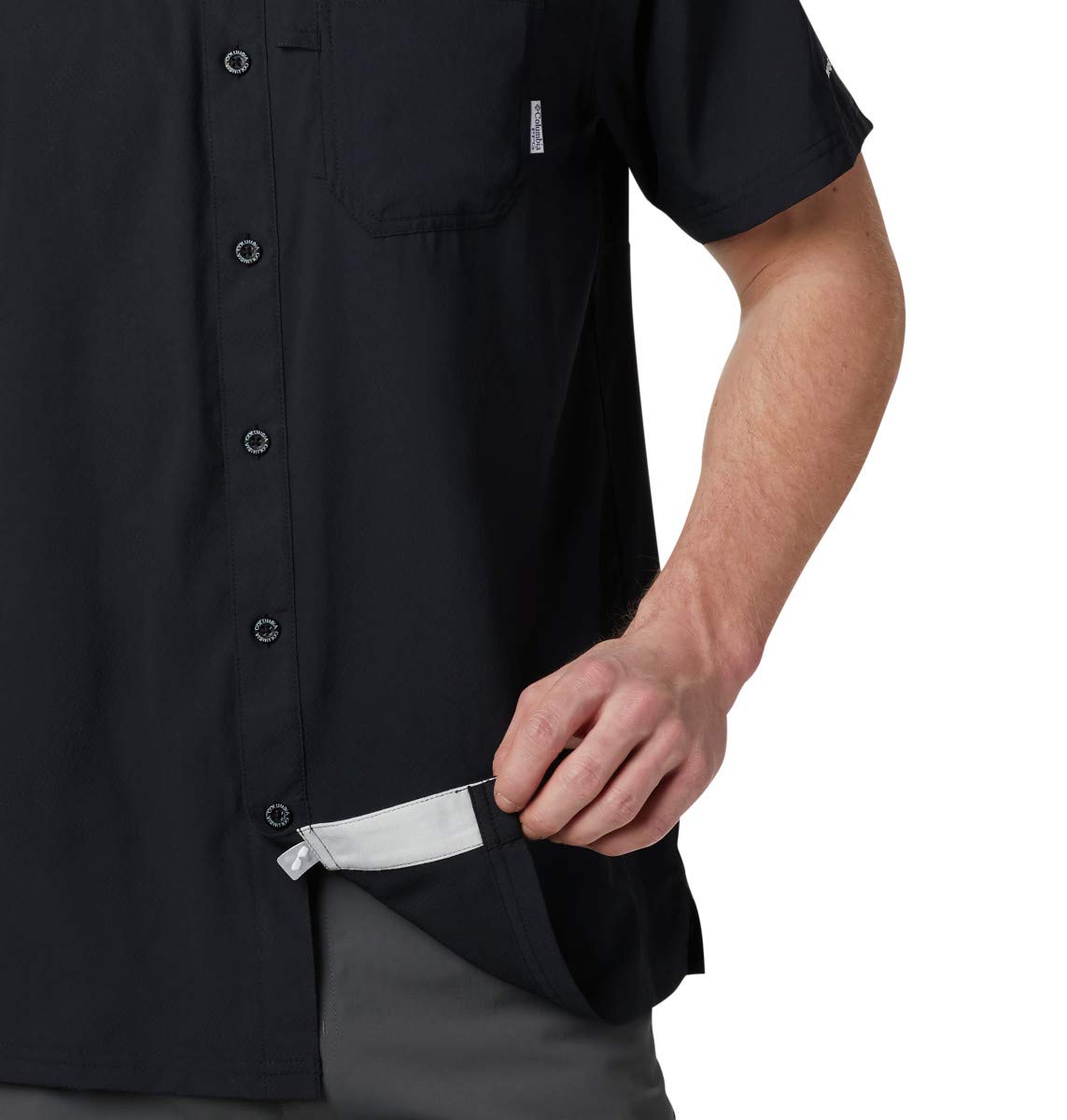 Columbia Mens Slack Tide Short Sleeve Camp Shirt, Black, 1X