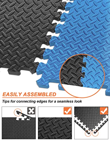 innhom Gym Flooring Gym Mats Exercise Mat for Floor Workout Mat Foam Floor Tiles for Home Gym Equipment Garage, 12 Black