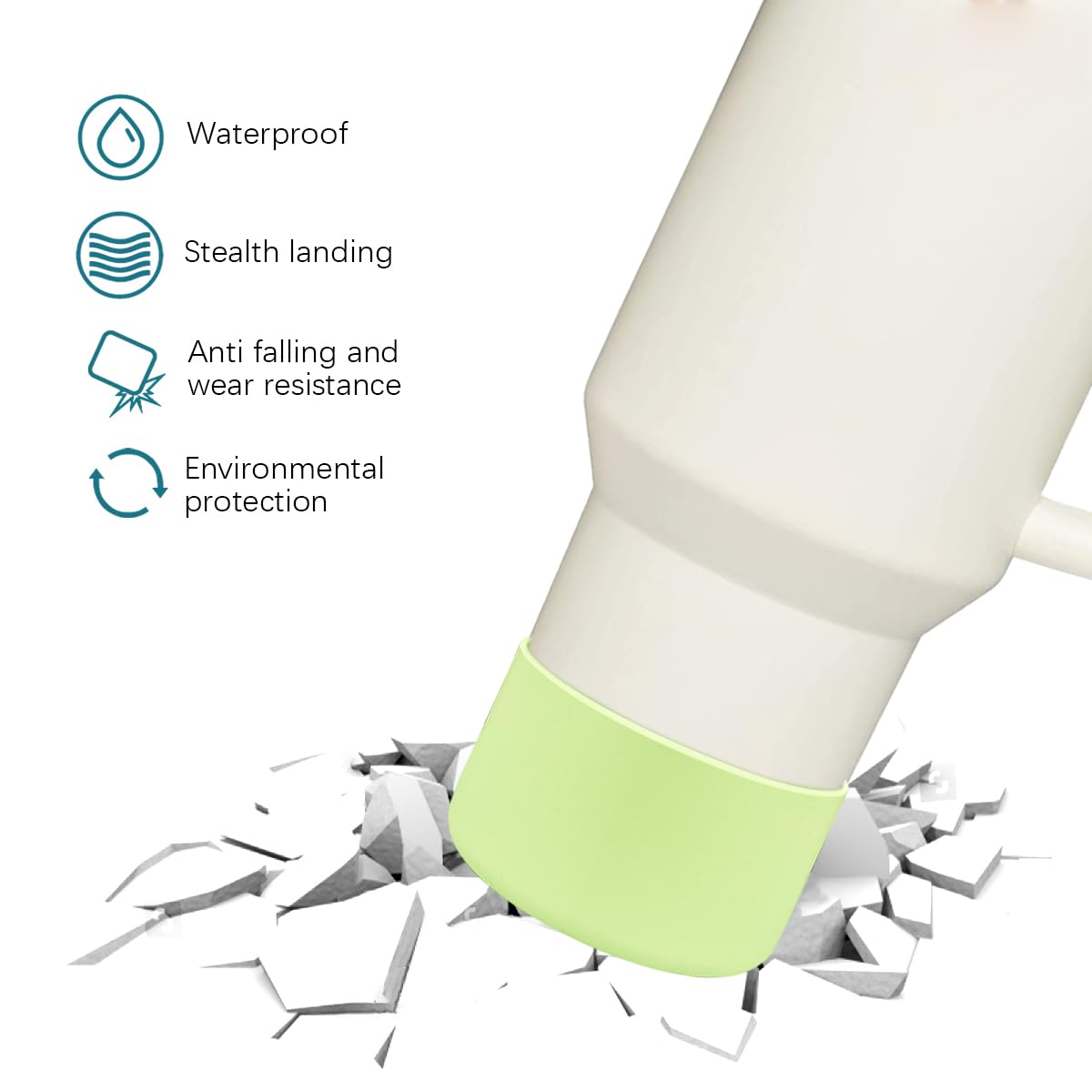 HEYSKAY 2pcs Protective Flask Silicone Boot Base for Stanley Quencher Adventure 40oz & Stanley IceFlow 20oz 30oz Tumbler, and Compatible with 12-24oz Hydro Sport Water Bottles,Yeti and More