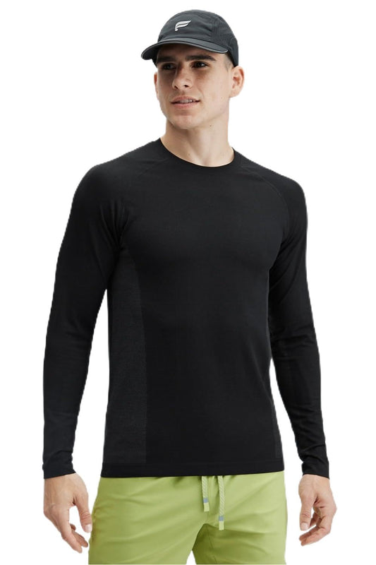 Fabletics Men's The Training Day Long Sleeve Tee, Performance, Running, Workout, Athletic, Active, Gym, Mens Seamless, XXL, Black