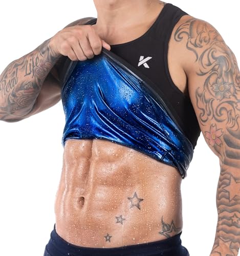 Kewlioo Men's Premium Sauna Tank Top for Men - Heat Trapping Sauna Shirt for Men, Compression Sweat Suit for Gym, Workouts, Exercise, Fitness, Sauna Suit for Men (Black, S/M)
