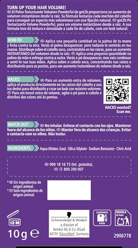 Got2B Schwarzkopf Powder'ful Unisex Root Hair Styling Powder, For Instant Volume and Root Boost, Vegan, 10g