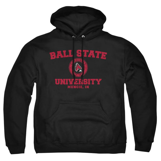Ball State University Official Circle Logo Unisex Adult Pull-Over Hoodie,Black, Medium