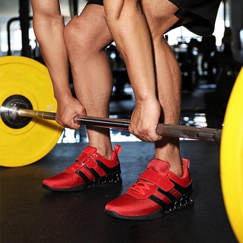 HusSeN Squat Deadlift Shoes for Mens Lightweight Anti-Skid Breathable Gym Sneakers Powerlifting Shoes Indoor Fitness Sneakers Balance Comprehensive Training Shoes Gold