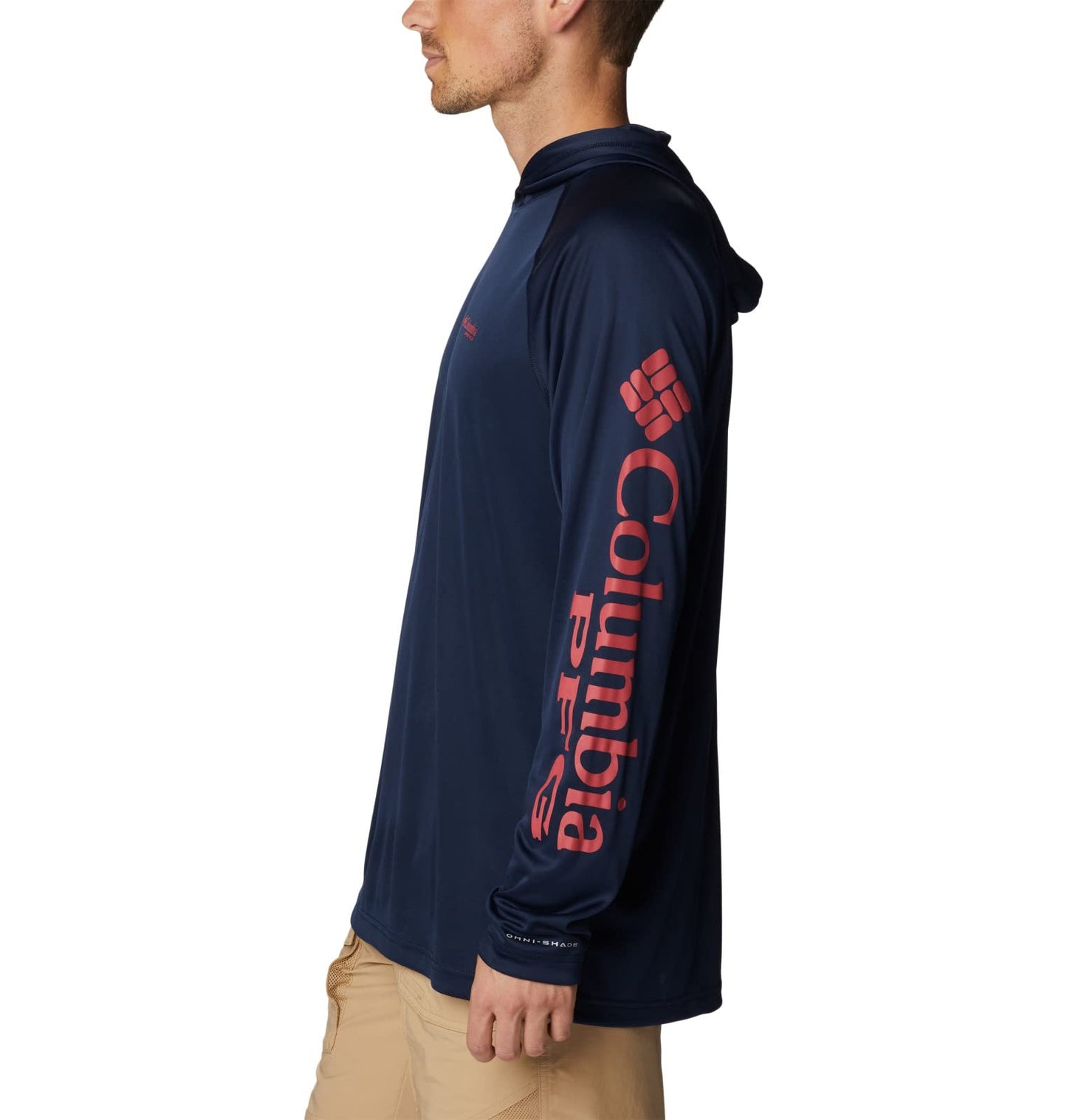 Columbia Men's Terminal Tackle Hoodie, Coll Navy/Sunset Red Logo, Medium