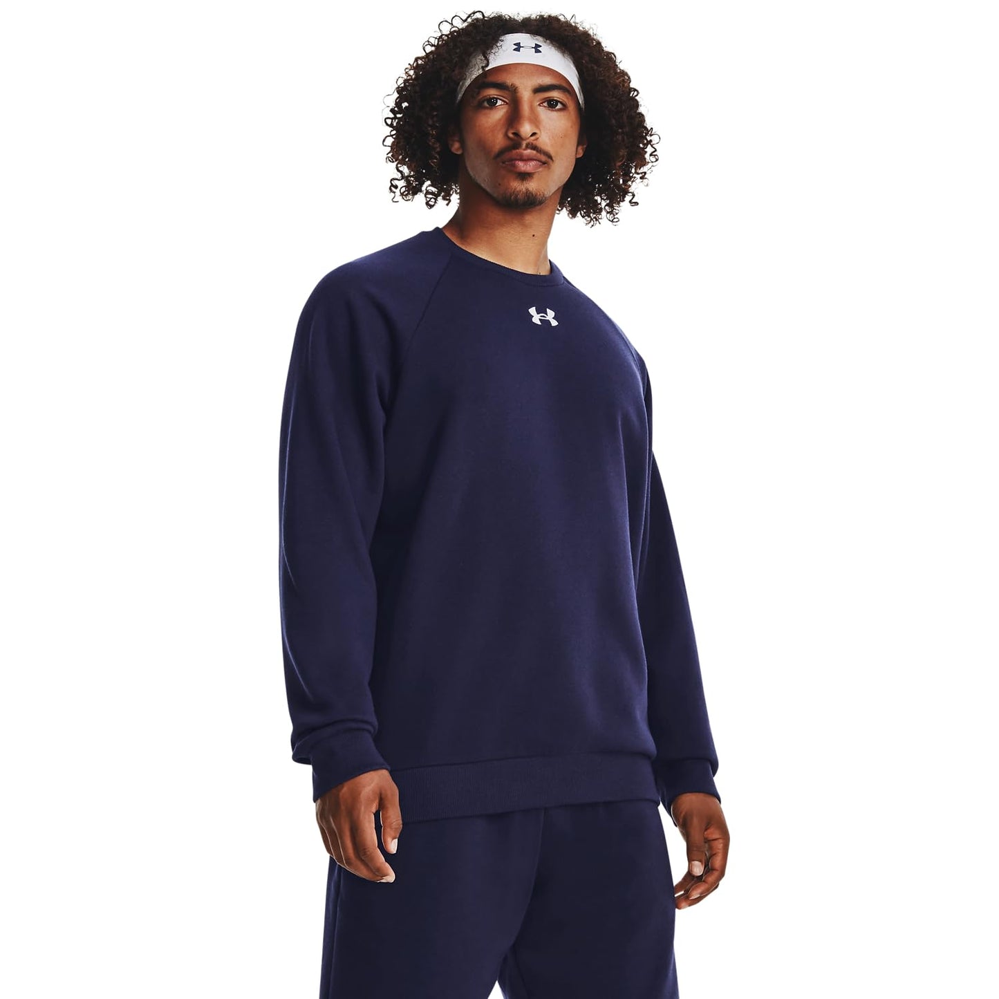 Under Armour Men's Rival Fleece Crew, (410) Midnight Navy / / White, 4X-Large Tall