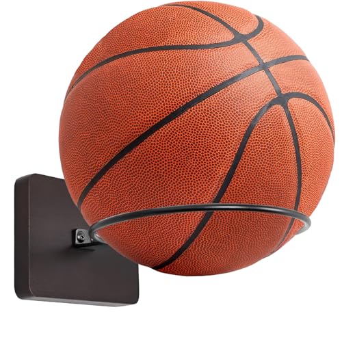 KAQUBE Basketball Holder Wall Mount, Ball Holder Sports Ball Storage Rack Football Volleyball Basketball Display Art Shelf for Men Boys Wall Room Décor w/Strong Structure, 1 Pack