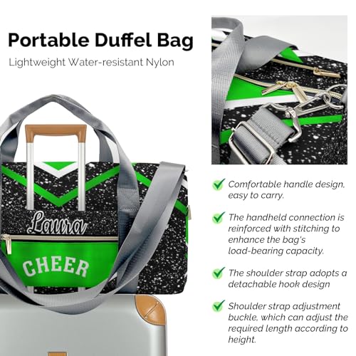Ronxzas Cheer Cheerleader Sports Duffel Bag Travel Duffle Gym Bags Weekender Bag with Shoe Compartments (Green)