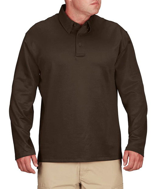 Propper ICE Performance Long Sleeve Men's Polo, Brown, 2X-Large