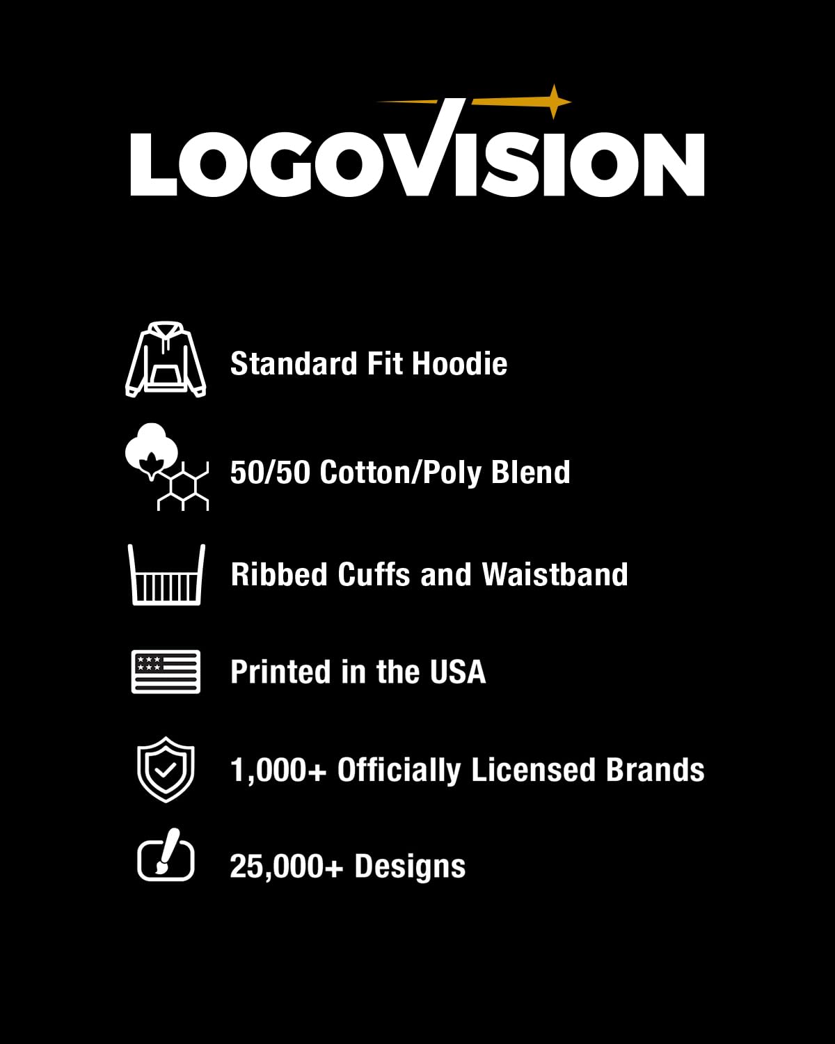 Lindenwood University Official Stacked Unisex Adult Pull-Over Hoodie,Black, X-Large