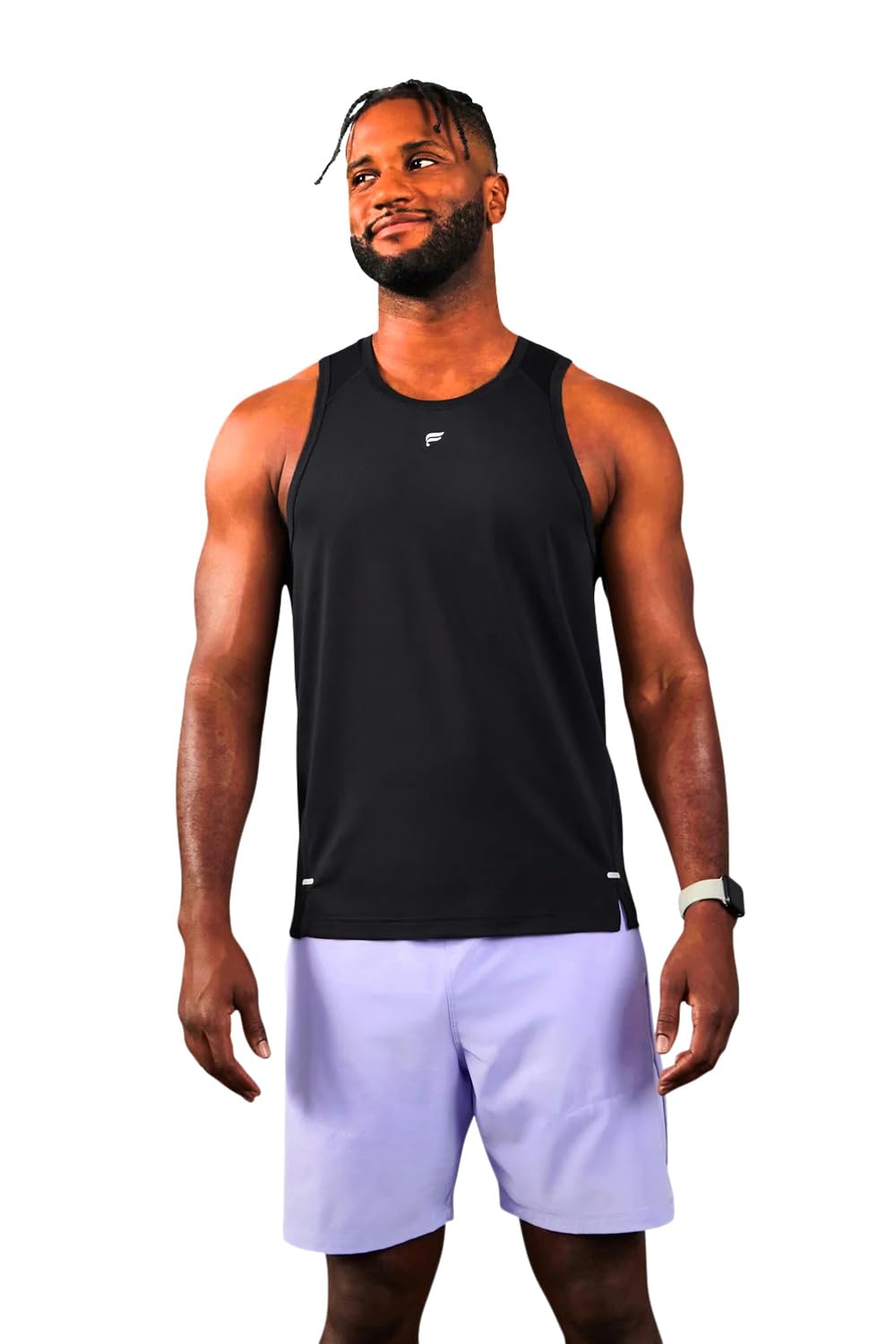 Fabletics Men's The 02 Tank, Performance Running, Jogging, Training, Ultra Lightweight, Reflective, Breathable, XS, Black