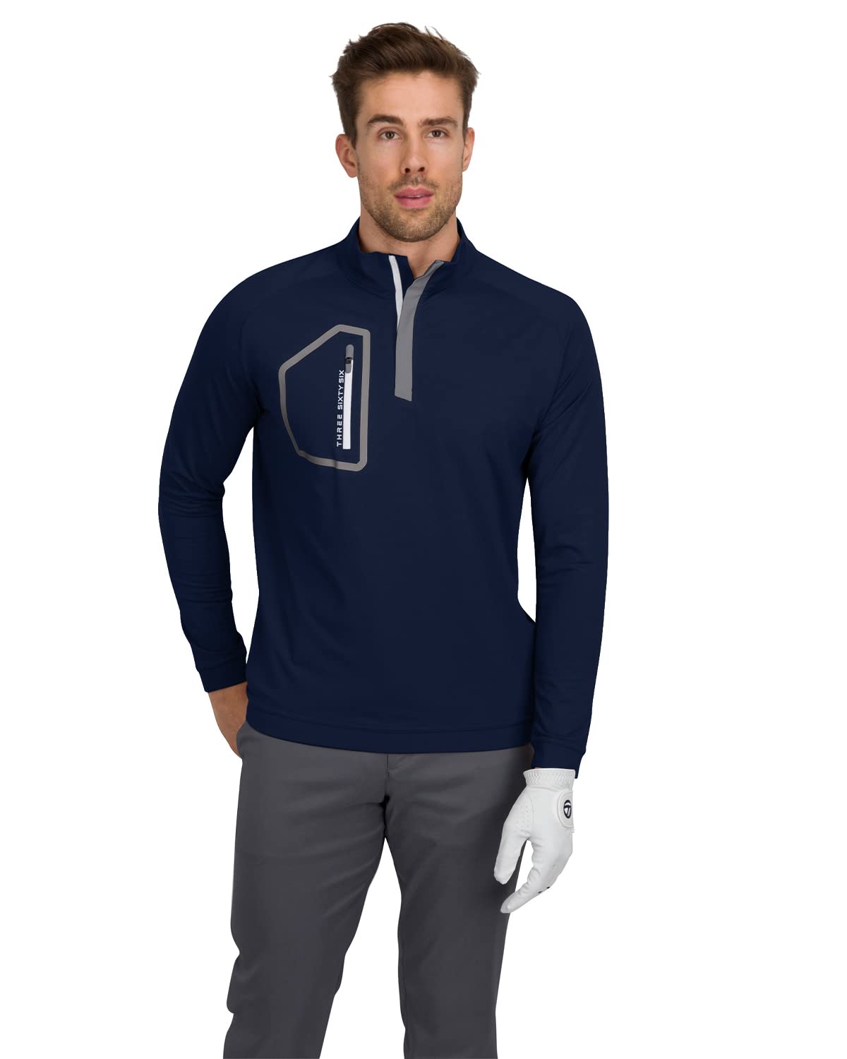 Three Sixty Six Men’s Dry Fit ¼ Zip Golf Pullover Jacket - Lightweight, Breathable & Stretch Fabric Sweater with Chest Pocket
