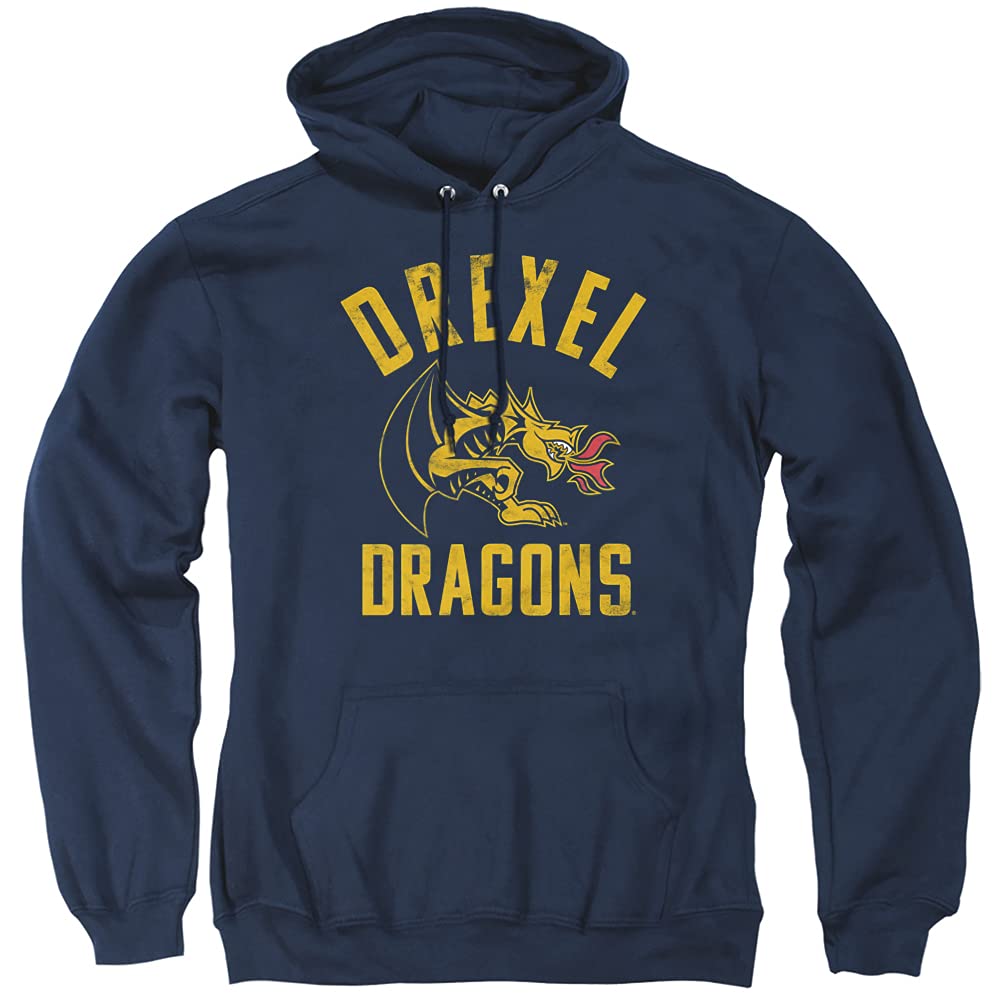 Drexel University Official Dragons Logo Unisex Adult Pull-Over Hoodie,Navy, Large