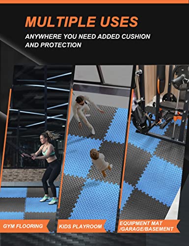 innhom Gym Flooring Gym Mats Exercise Mat for Floor Workout Mat Foam Floor Tiles for Home Gym Equipment Garage, 12 Black