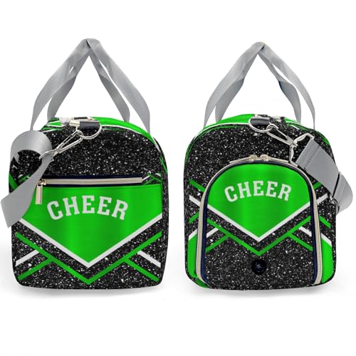 Ronxzas Cheer Cheerleader Sports Duffel Bag Travel Duffle Gym Bags Weekender Bag with Shoe Compartments (Green)