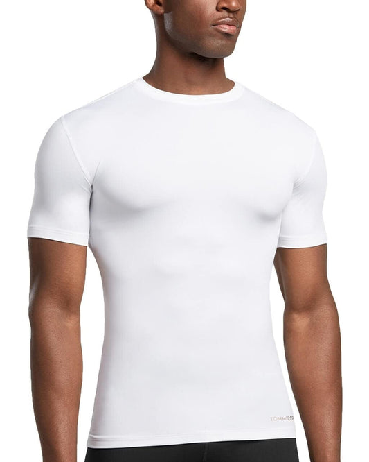 Tommie Copper Men’s Core Compression Short Sleeve Crew Neck Shirt | UPF 50, Breathable Base Layer for Sports, Gym & Support - White - Small