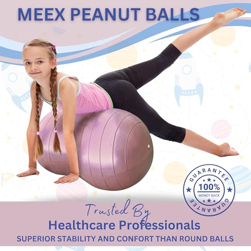 Meex Sensory Peanut Ball for Kids Therapy and Exercise - Enhance Balance, Motor Skills and Physical Therapy Calming Development with Our Yoga Ball - Flexible Seating for Autistic Children - Pink
